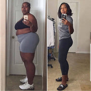 Before and after fitness transformation highlighting healthy lifestyle and nutritional purity.